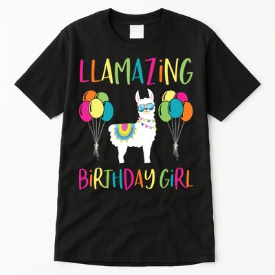 Girl Llama Birthday LLamazing Party Alpaca Balloons Gift Tall T-Shirt