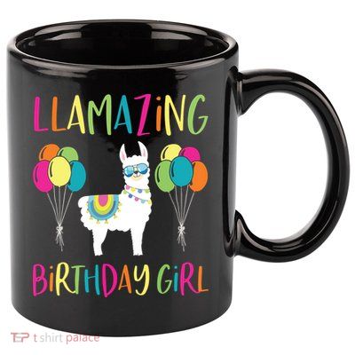 Girl Llama Birthday LLamazing Party Alpaca Balloons Gift 11oz C Handle Ceramic Mug