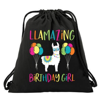 Girl Llama Birthday LLamazing Party Alpaca Balloons Gift Drawstring Bag