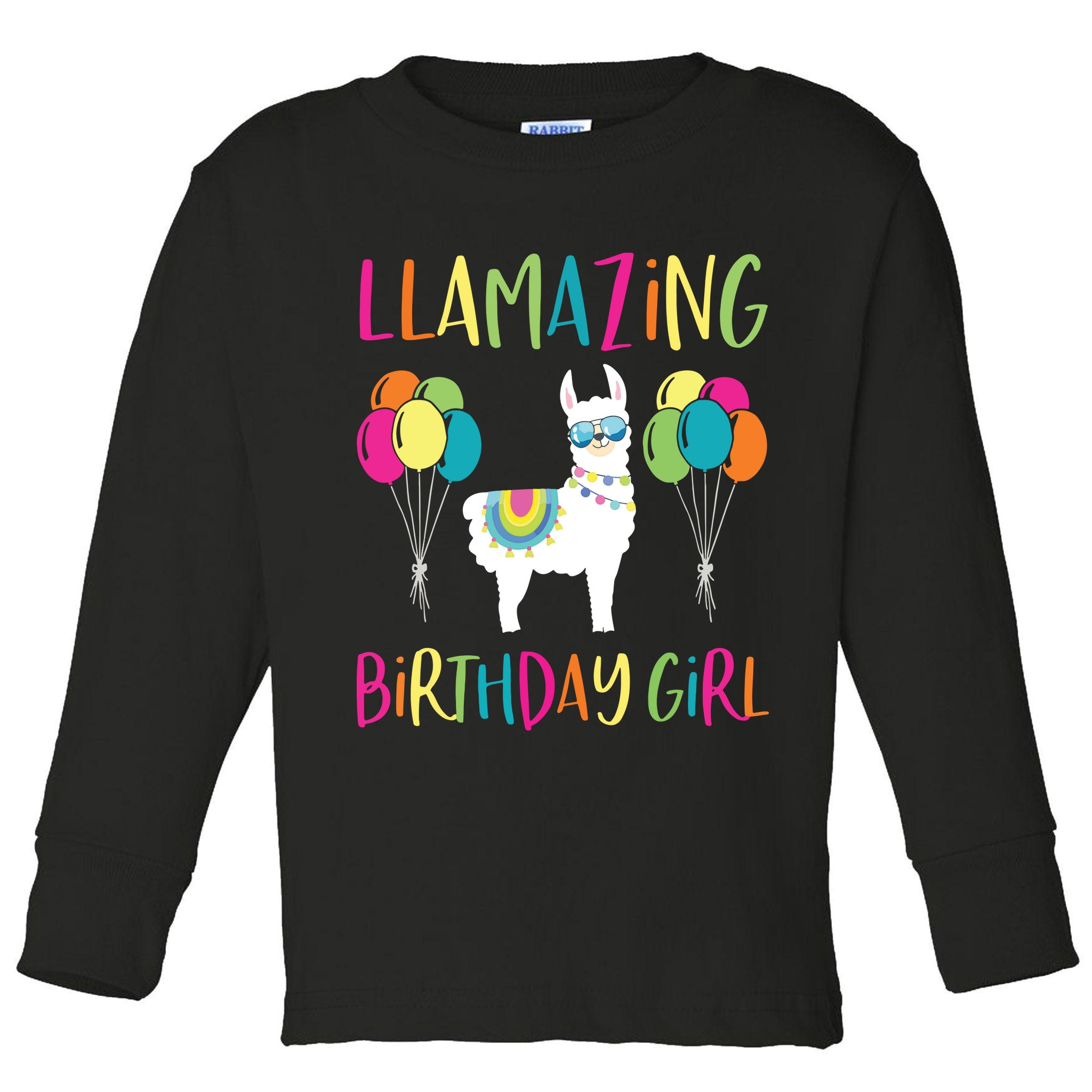 Girl Llama Birthday LLamazing Party Alpaca Balloons Gift Toddler Long Sleeve Shirt