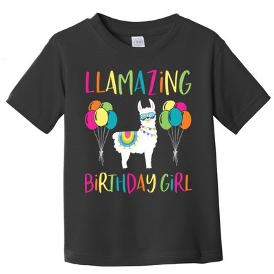 Girl Llama Birthday LLamazing Party Alpaca Balloons Gift Toddler T-Shirt