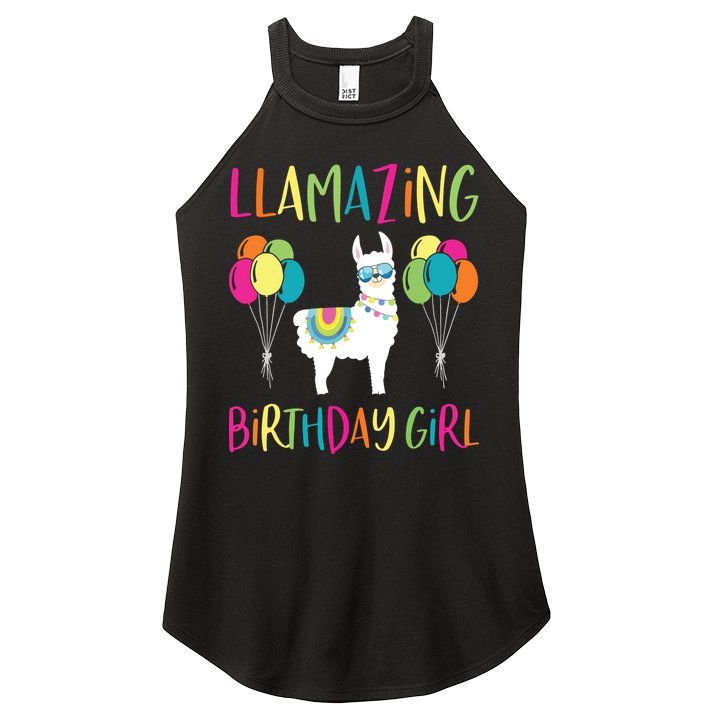 Girl Llama Birthday LLamazing Party Alpaca Balloons Gift Women's Perfect Tri Rocker Tank