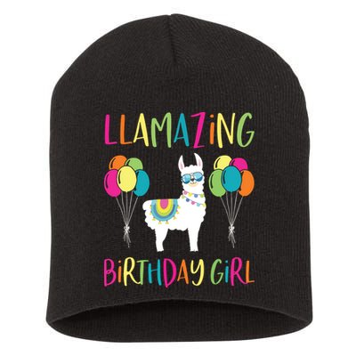 Girl Llama Birthday LLamazing Party Alpaca Balloons Gift Short Acrylic Beanie
