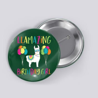 Girl Llama Birthday LLamazing Party Alpaca Balloons Gift Button