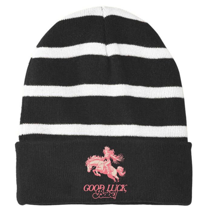 Good Luck Babe Retro 90s Birthday Gifts Striped Beanie with Solid Band