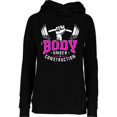 Gym Lovers Body Under Construction Workout Related Gym Rats Womens Funnel Neck Pullover Hood