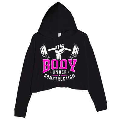 Gym Lovers Body Under Construction Workout Related Gym Rats Crop Fleece Hoodie