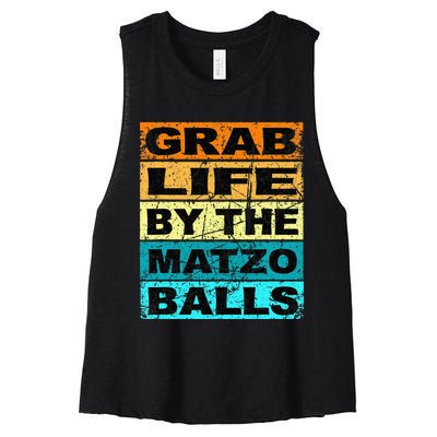 Grab Life By The Matzo Balls Kosher Passover Women's Racerback Cropped Tank