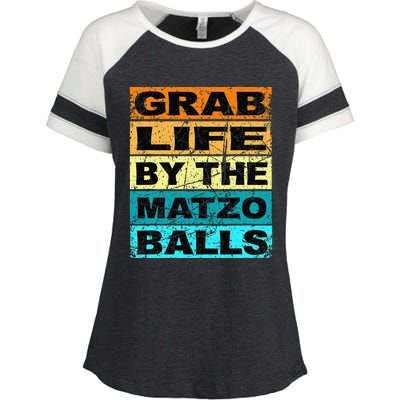 Grab Life By The Matzo Balls Kosher Passover Enza Ladies Jersey Colorblock Tee