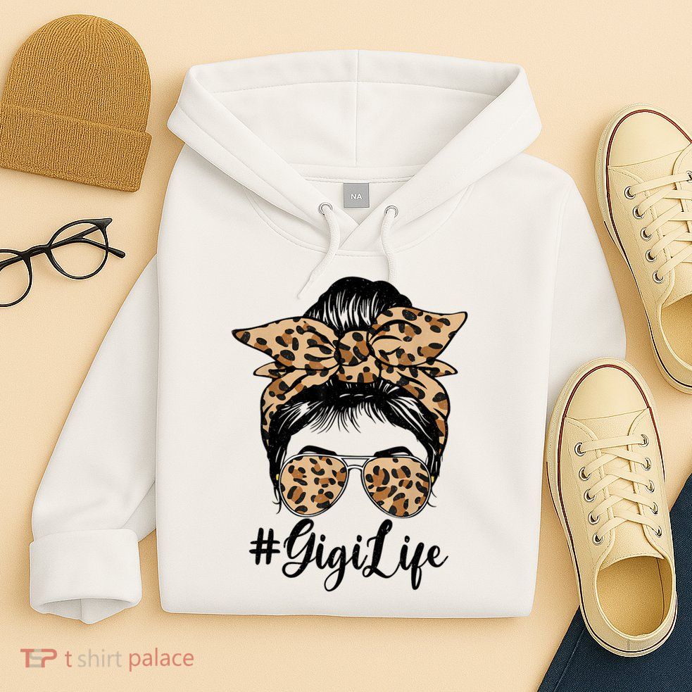  Gigi Life Bleached Leopard Messy Bun Mother's Day Hoodie