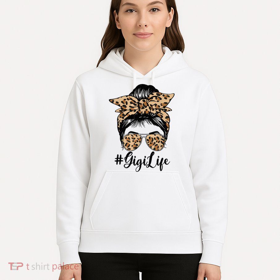  Gigi Life Bleached Leopard Messy Bun Mother's Day Hoodie