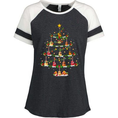 Guitar Lover Christmas Lighting Guitar Xmas Tree Meaningful Gift Enza Ladies Jersey Colorblock Tee