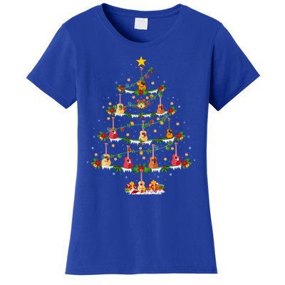 Guitar Lover Christmas Lighting Guitar Xmas Tree Meaningful Gift Women's T-Shirt