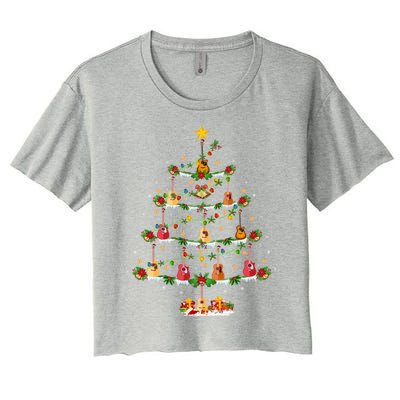 Guitar Lover Christmas Lighting Guitar Xmas Tree Meaningful Gift Women's Crop Top Tee