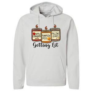 Getting Lit Candles Pumpkin Spice Fall Thanksgiving Matching Performance Fleece Hoodie