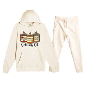 Getting Lit Candles Pumpkin Spice Fall Thanksgiving Matching Premium Hooded Sweatsuit Set