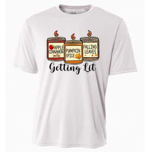 Getting Lit Candles Pumpkin Spice Fall Thanksgiving Matching Cooling Performance Crew T-Shirt