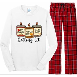 Getting Lit Candles Pumpkin Spice Fall Thanksgiving Matching Long Sleeve Pajama Set