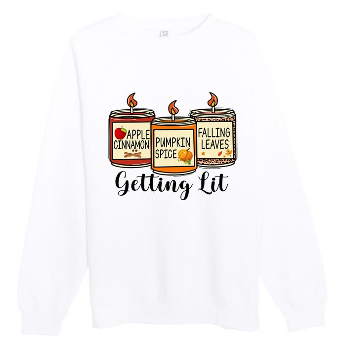 Getting Lit Candles Pumpkin Spice Fall Thanksgiving Matching Premium Crewneck Sweatshirt