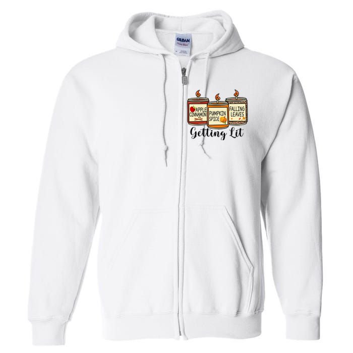 Getting Lit Candles Pumpkin Spice Fall Thanksgiving Matching Full Zip Hoodie