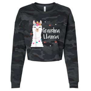 Grandma Llama Cute Llamas Lover Best Grandmother Ever, Mother's Day Cropped Pullover Crew