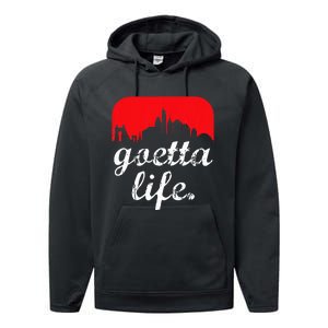 Goetta Life Cincinnati Skyline Funny Cincinnati Food Performance Fleece Hoodie