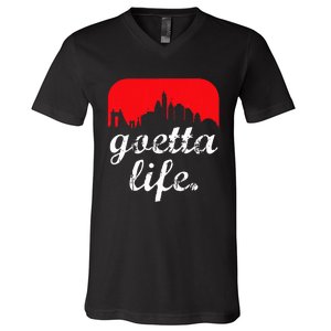 Goetta Life Cincinnati Skyline Funny Cincinnati Food V-Neck T-Shirt