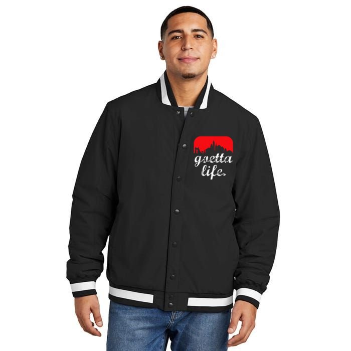 Goetta Life Cincinnati Skyline Funny Cincinnati Food Insulated Varsity Jacket