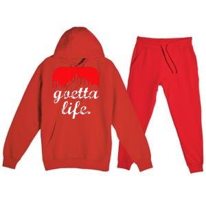 Goetta Life Cincinnati Skyline Funny Cincinnati Food Premium Hooded Sweatsuit Set