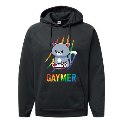 Gaymer LGBT Cat Pride Rainbow Video Game Lovers Gift Performance Fleece Hoodie