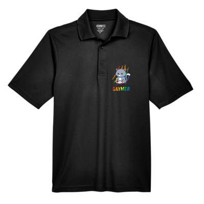 Gaymer LGBT Cat Pride Rainbow Video Game Lovers Gift Men's Origin Performance Pique Polo