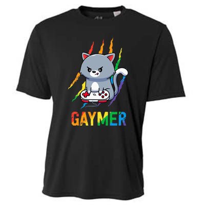 Gaymer LGBT Cat Pride Rainbow Video Game Lovers Gift Cooling Performance Crew T-Shirt