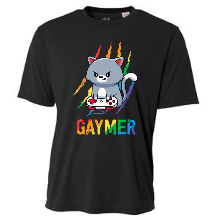 Gaymer LGBT Cat Pride Rainbow Video Game Lovers Gift Cooling Performance Crew T-Shirt