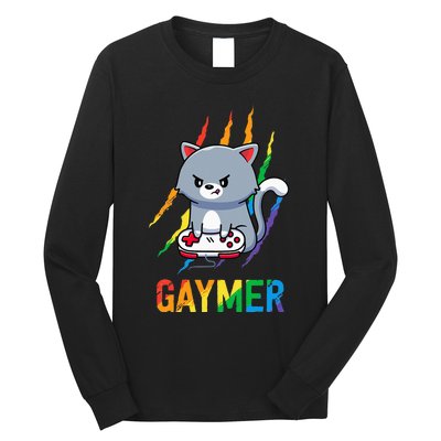 Gaymer LGBT Cat Pride Rainbow Video Game Lovers Gift Long Sleeve Shirt