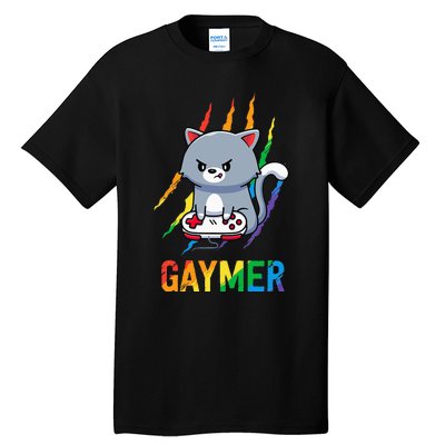 Gaymer LGBT Cat Pride Rainbow Video Game Lovers Gift Tall T-Shirt