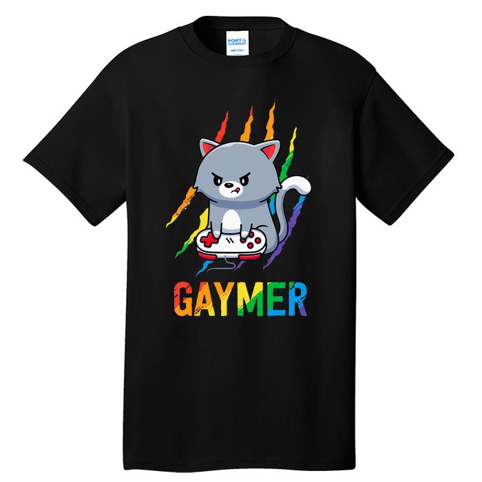 Gaymer LGBT Cat Pride Rainbow Video Game Lovers Gift Tall T-Shirt