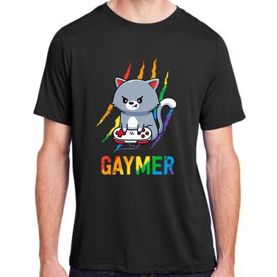 Gaymer LGBT Cat Pride Rainbow Video Game Lovers Gift Adult ChromaSoft Performance T-Shirt