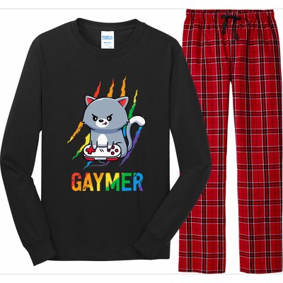 Gaymer LGBT Cat Pride Rainbow Video Game Lovers Gift Long Sleeve Pajama Set