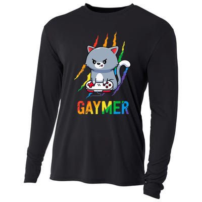 Gaymer LGBT Cat Pride Rainbow Video Game Lovers Gift Cooling Performance Long Sleeve Crew