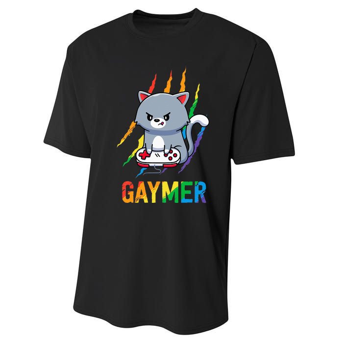 Gaymer LGBT Cat Pride Rainbow Video Game Lovers Gift Performance Sprint T-Shirt