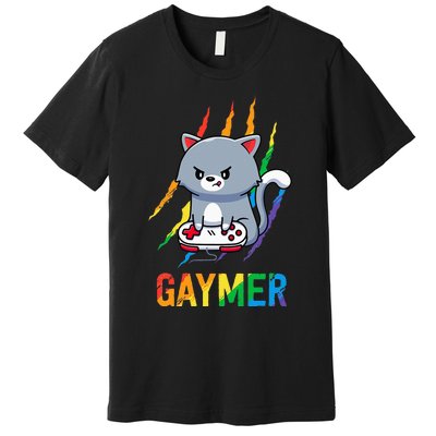 Gaymer LGBT Cat Pride Rainbow Video Game Lovers Gift Premium T-Shirt