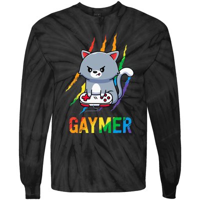 Gaymer LGBT Cat Pride Rainbow Video Game Lovers Gift Tie-Dye Long Sleeve Shirt