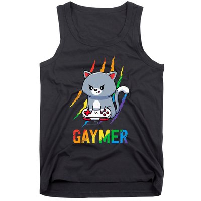 Gaymer LGBT Cat Pride Rainbow Video Game Lovers Gift Tank Top