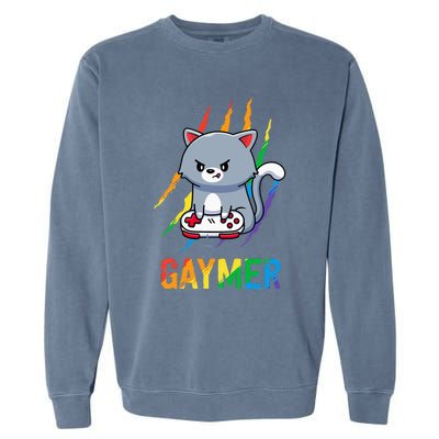 Gaymer LGBT Cat Pride Rainbow Video Game Lovers Gift Garment-Dyed Sweatshirt