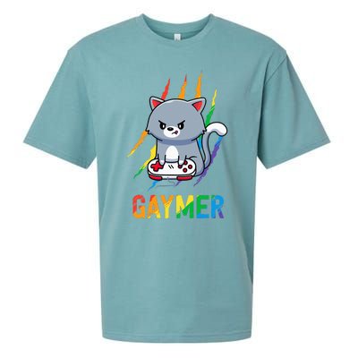 Gaymer LGBT Cat Pride Rainbow Video Game Lovers Gift Sueded Cloud Jersey T-Shirt