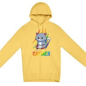 Gaymer Lgbt Cat Pride Rainbow Video Game Lovers Gift Premium Pullover Hoodie