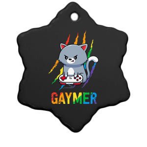 Gaymer Lgbt Cat Pride Rainbow Video Game Lovers Gift Ceramic Star Ornament