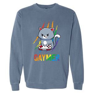 Gaymer Lgbt Cat Pride Rainbow Video Game Lovers Gift Garment-Dyed Sweatshirt