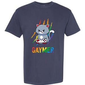 Gaymer Lgbt Cat Pride Rainbow Video Game Lovers Gift Garment-Dyed Heavyweight T-Shirt