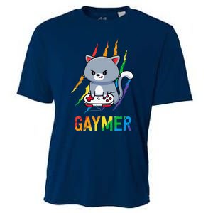 Gaymer Lgbt Cat Pride Rainbow Video Game Lovers Gift Cooling Performance Crew T-Shirt